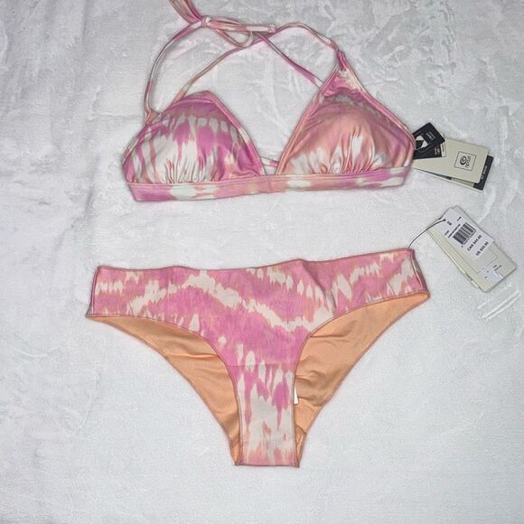 RIP CURL CLASSIC SURF ECO CROSSBACK TRI BIKINI TOP & CHEEKY BIKINI BOTTOM Medium - Picture 4 of 10